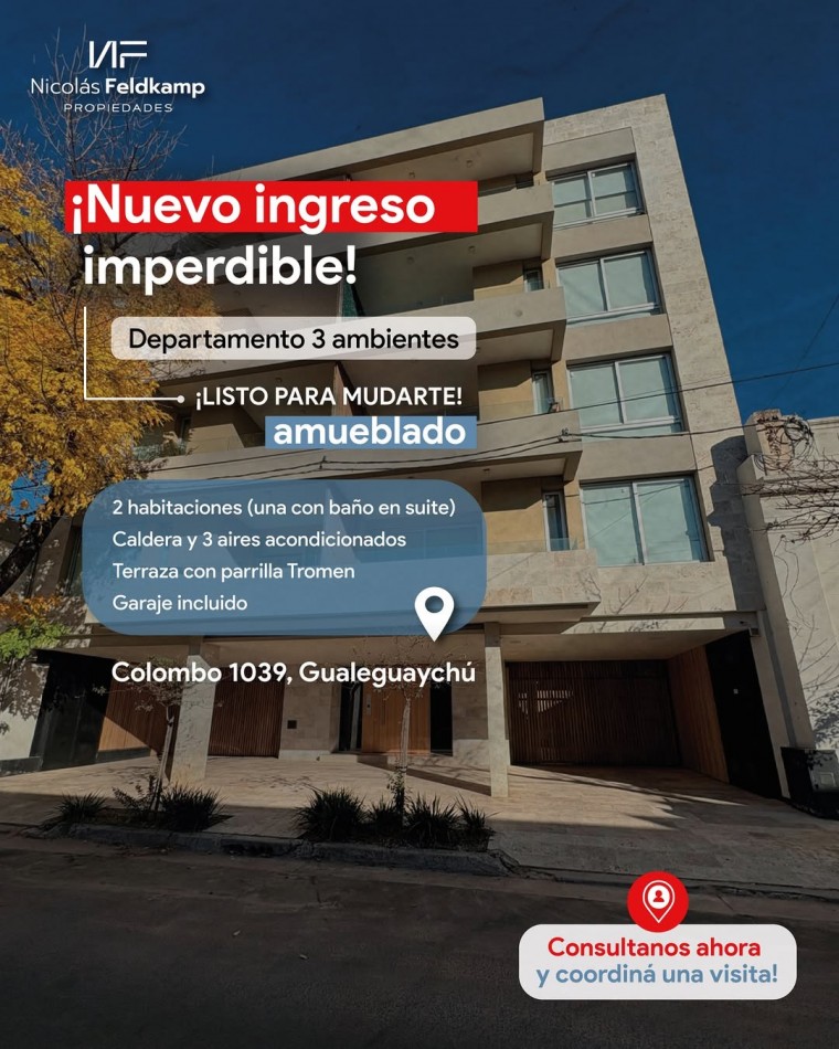 Nuevo ingreso en alquiler‼️ Departamento 3 ambientes listo para mudarte.